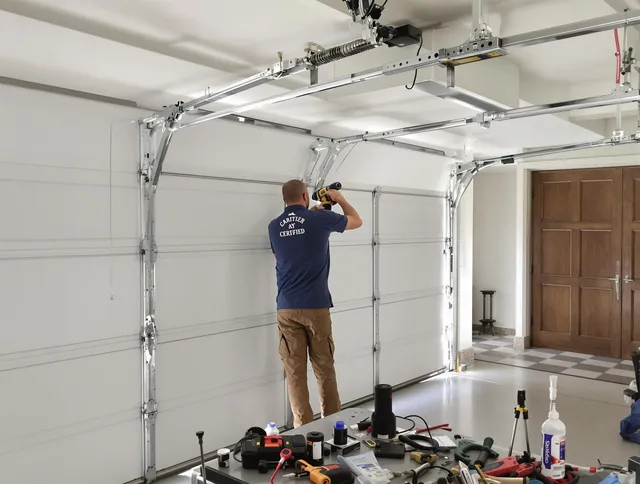 Storrs Garage Door Repair certified technician performing precision garage door repair in Storrs